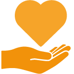 Hand hält stilisiertes Herzsymbol