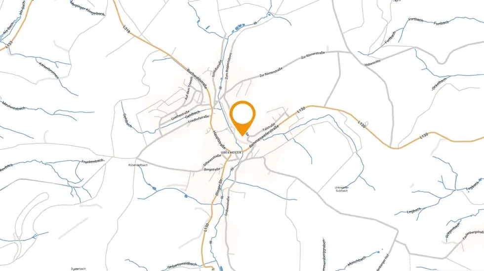 Karte mit orangenem Marker auf dem Standort des Seniorenpark Illtal in Marpingen-Urexweiler